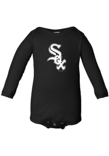 Chicago White Sox Baby Black Primary Logo Long Sleeve One Piece