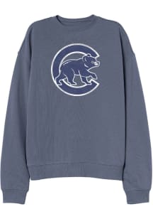 Chicago Cubs Womens Blue Washed Crew Sweatshirt