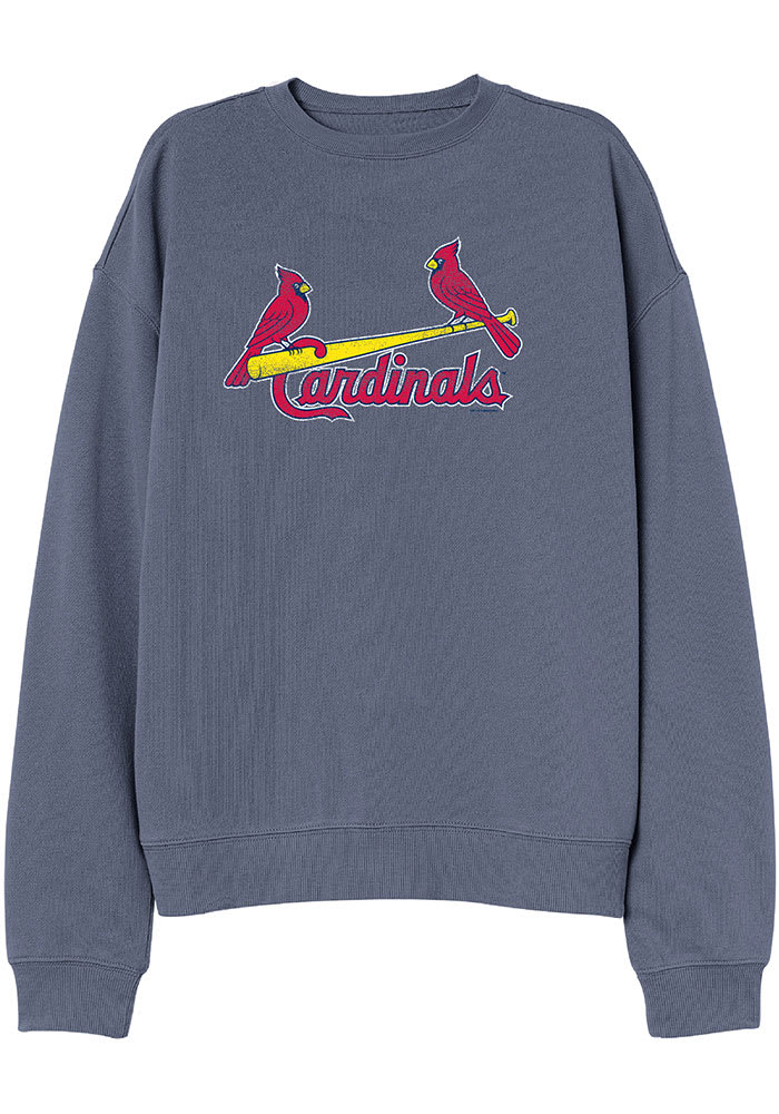 St Louis Cardinals Womens Blue Corded Crew Sweatshirt