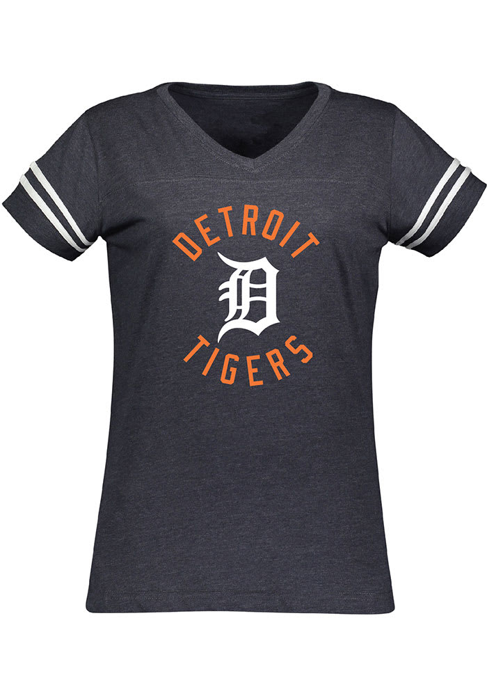 Soft As A Grape Inc. Detroit Tigers Women's Navy Blue Football Short Sleeve T-Shirt, Navy Blue, 100% Cotton, Size 2XL, Rally House