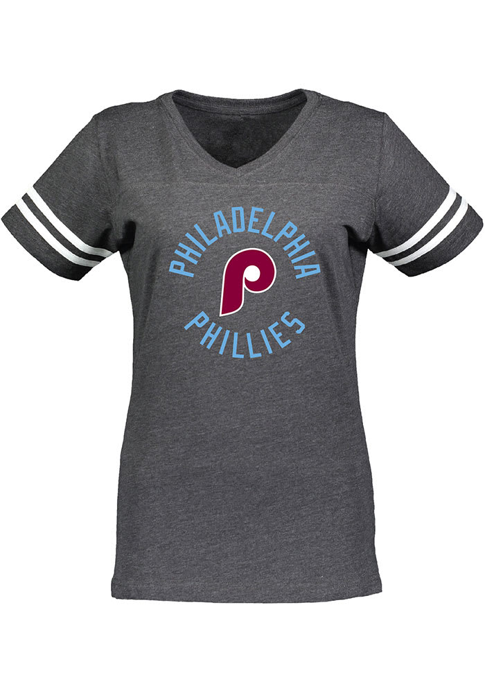 Philadelphia Phillies Womens Grey Melange Short Sleeve T-Shirt