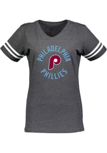 Philadelphia Phillies Womens Grey Football Short Sleeve T-Shirt
