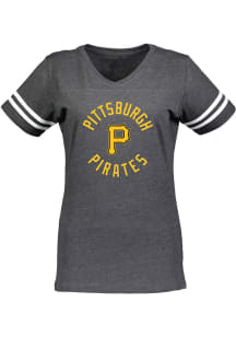 Pittsburgh Pirates Womens Grey Football Short Sleeve T-Shirt