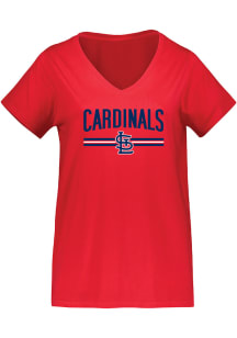 St Louis Cardinals Womens Red Curvy Short Sleeve T-Shirt