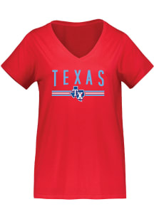 Texas Rangers Womens Blue Curvy Short Sleeve T-Shirt