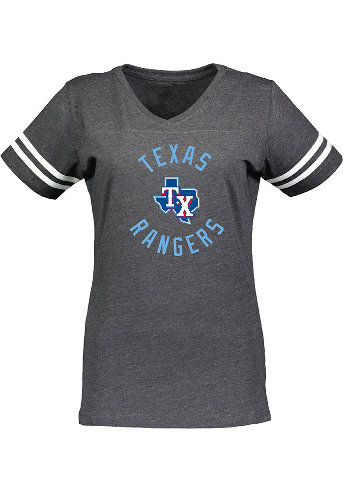 Texas Rangers Womens Grey Football Short Sleeve T-Shirt