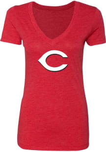 Cincinnati Reds Womens Red Triblend Short Sleeve T-Shirt