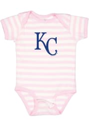 Kansas City Royals Baby Pink Infant Girls Striped Short Sleeve One Piece