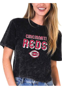 Cincinnati Reds Womens Black Mineral Short Sleeve T-Shirt