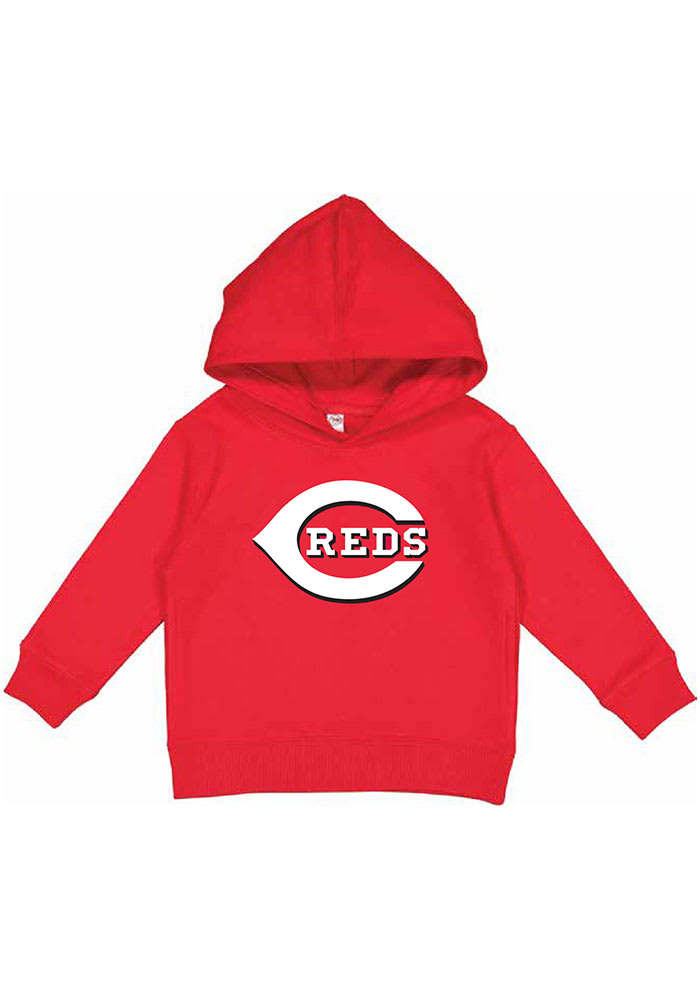 Cincinnati Reds Toddler Red Primary Logo Long Sleeve Hooded Sweatshirt