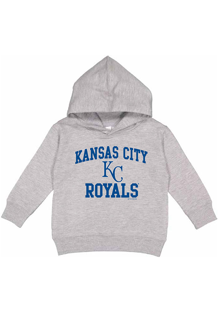 Kansas City Royals Toddler Grey #1 Design Long Sleeve Hooded Sweatshirt