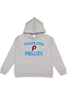 Philadelphia Phillies Youth Grey Throwback #1 Design Long Sleeve Hoodie