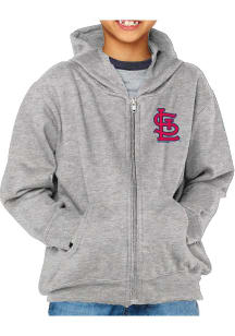 St Louis Cardinals Youth Grey Primary Logo Long Sleeve Full Zip Jacket