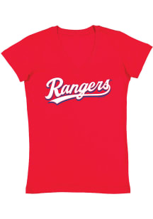 Texas Rangers Womens Red Multi Count Short Sleeve T-Shirt