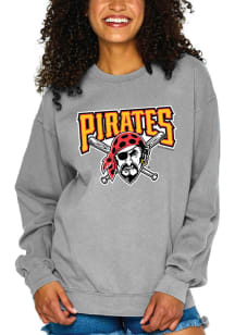 Pittsburgh Pirates Womens Grey Large Logo Crew Sweatshirt