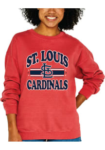 St Louis Cardinals Womens Red Stars Crew Sweatshirt