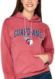Cleveland Guardians Womens Red Curved Logo Hooded Sweatshirt