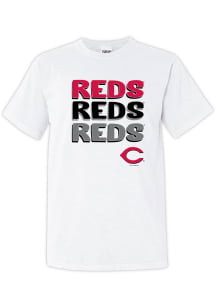 Cincinnati Reds Womens White Repeated Short Sleeve T-Shirt