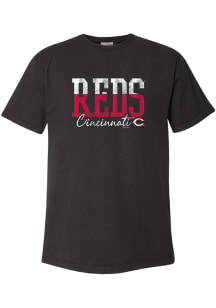 Cincinnati Reds Womens Black Block Short Sleeve T-Shirt