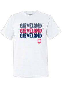 Cleveland Indians Womens White Repeated Short Sleeve T-Shirt