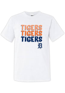 Detroit Tigers Womens White Repeated Short Sleeve T-Shirt