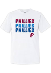 Philadelphia Phillies Womens White Repeated Short Sleeve T-Shirt