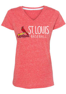 St Louis Cardinals Womens Red Melange Short Sleeve T-Shirt