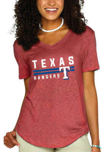 Texas Rangers Womens Red Gauze Short Sleeve T-Shirt