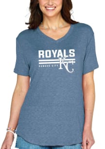 Kansas City Royals Womens Navy Blue Gauze Short Sleeve T-Shirt