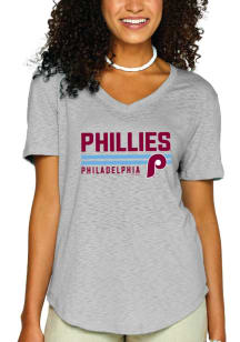 Philadelphia Phillies Womens Grey Gauze Short Sleeve T-Shirt