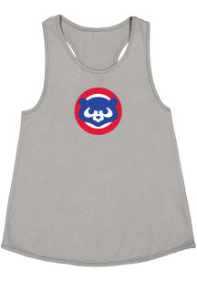 Chicago Cubs Girls Grey Primary Logo Short Sleeve Tank Top