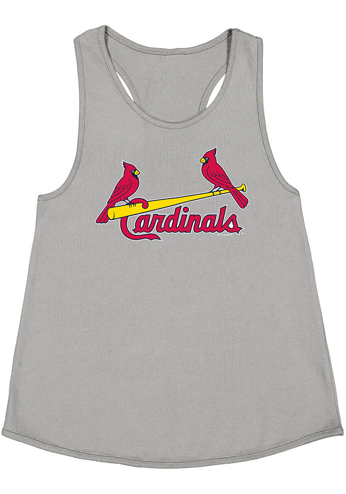 St Louis Cardinals Girls Grey Primary Logo Short Sleeve Tank Top
