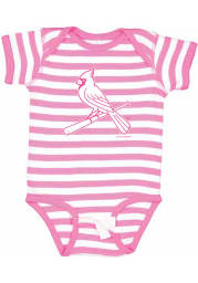 St Louis Cardinals Baby Pink Primary Logo Short Sleeve One Piece