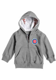 Chicago Cubs Baby Primary Logo Long Sleeve Full Zip Sweatshirt - Grey