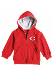 Cincinnati Reds Baby Primary Logo Long Sleeve Full Zip Sweatshirt - Red