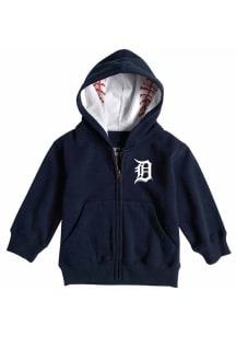 Detroit Tigers Baby Primary Logo Long Sleeve Full Zip Sweatshirt - Navy Blue