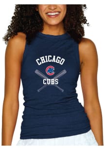 Chicago Cubs Womens Navy Blue Gauze Tank Top