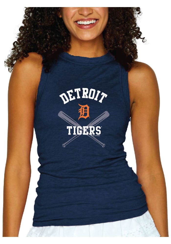 Soft As A Grape Inc. Detroit Tigers Women's Navy Blue Gauze Tank Top, Navy Blue, 100% Cotton, Size 2X, Rally House