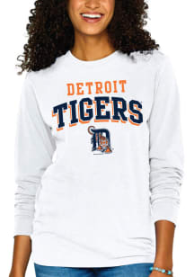 Detroit Tigers Womens White Pigment LS Tee
