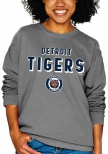 Detroit Tigers Womens Grey Pigment LS Tee