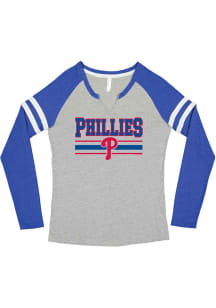 Philadelphia Phillies Womens Grey Raglan LS Tee