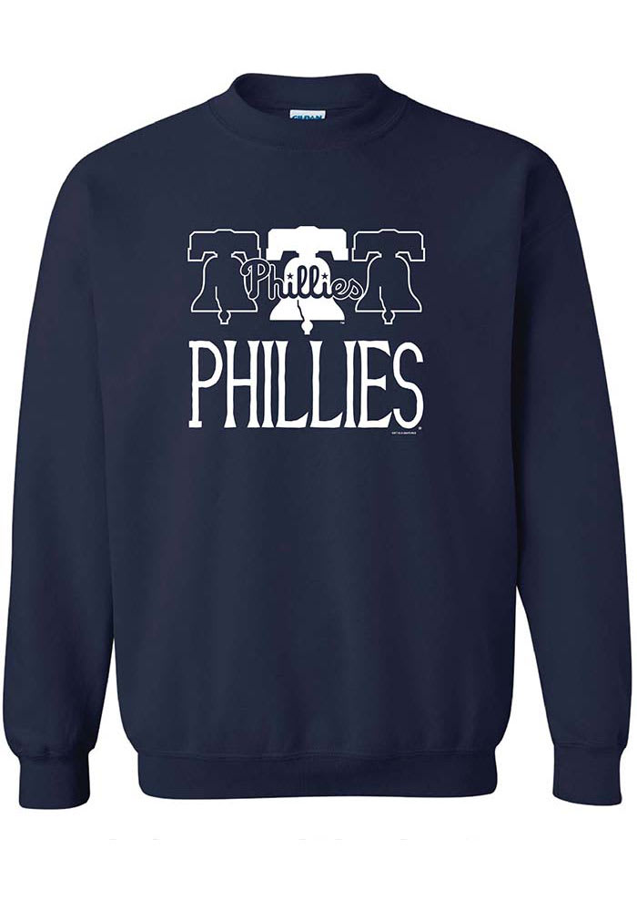 Phillies Phillies Womens Blue Washed Long Sleeve Crew Sweatshirt