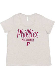 Philadelphia Phillies Womens Grey Curvy Short Sleeve T-Shirt