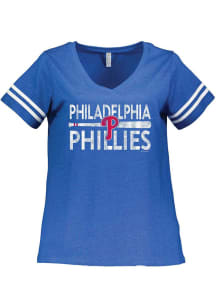 Philadelphia Phillies Womens Blue Football Short Sleeve T-Shirt