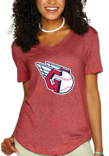 Cleveland Guardians Womens Crimson Logo Short Sleeve T-Shirt