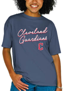 Cleveland Guardians Womens Blue Pigment Short Sleeve T-Shirt