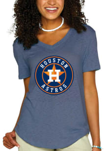 Houston Astros Womens Blue Logo Short Sleeve T-Shirt
