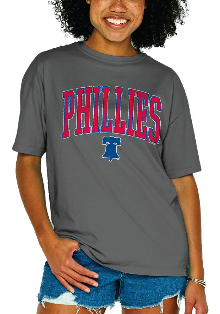 Philadelphia Phillies Womens Grey Melange Short Sleeve T-Shirt