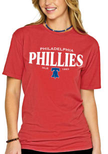 Philadelphia Phillies Womens Red Pigment Short Sleeve T-Shirt