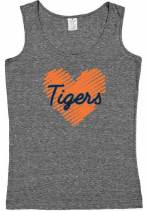 Detroit Tigers Girls Grey Sketched Heart Short Sleeve Tank Top